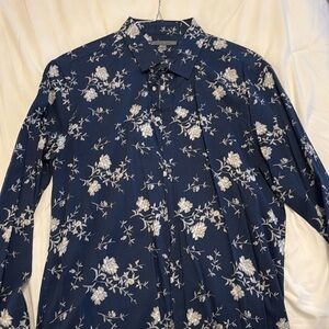 Navy blue flowered shirt